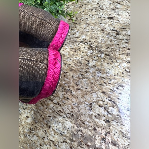 Fendi Pequin Striped Canvas Espadrille Flat, Pink Black Brown 39 - Picture 7 of 12